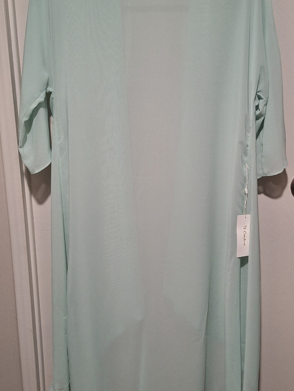 NWT TS Couture Chiffon Duster Open-Front Jacket in Light Mint/Seafoam Formal MOB - Picture 4 of 6